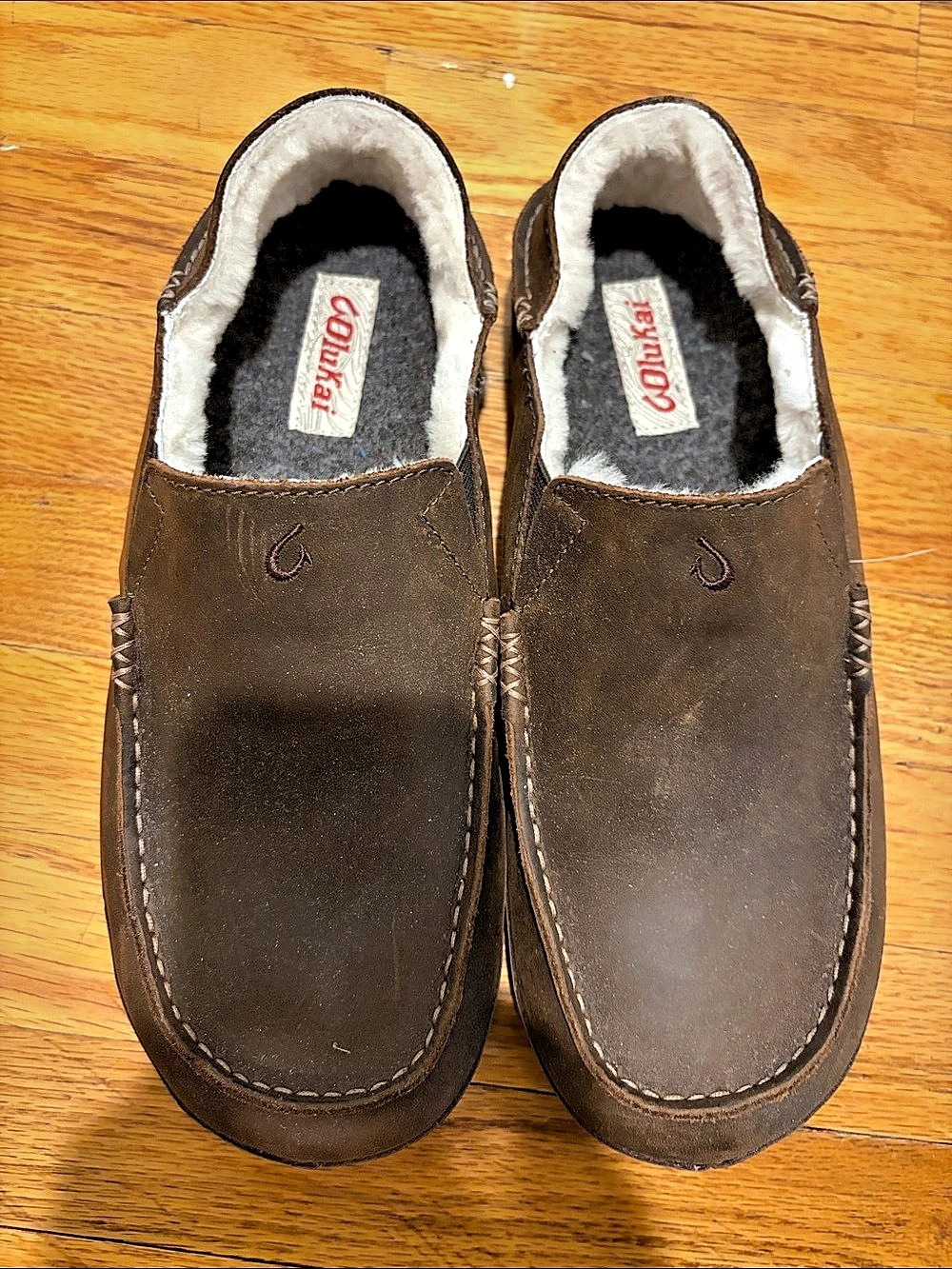 Olukai Moloa Slipper Leather Slippers Brown US 11